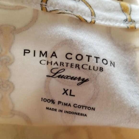 Charter Club Luxury Top Short Sleeve Cream and Gold Size XL - Picture 4 of 5